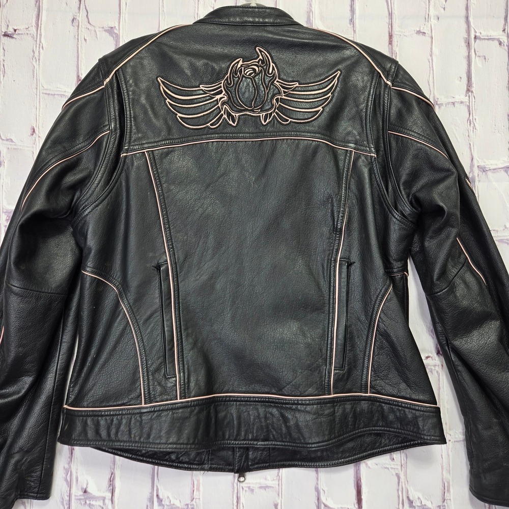 Harley-Davidson Women Leather Motorcycle Jacket Black Pink Embroidered HD-375 XL - Picture 10 of 14